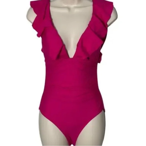 NWT J. Crew Ruched Sides Ruffle Strap One Piece - Picture 3 of 13